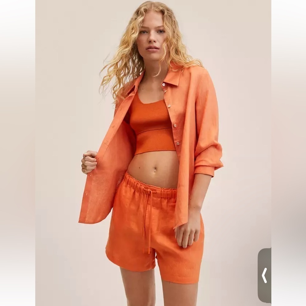 Mango Linen Shorts Size S